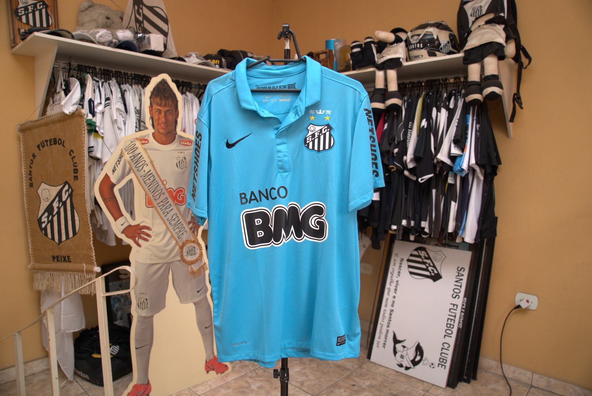 Camisa Santos FC Third Nike Azul Celeste 2012 Centenário — Banco BMG