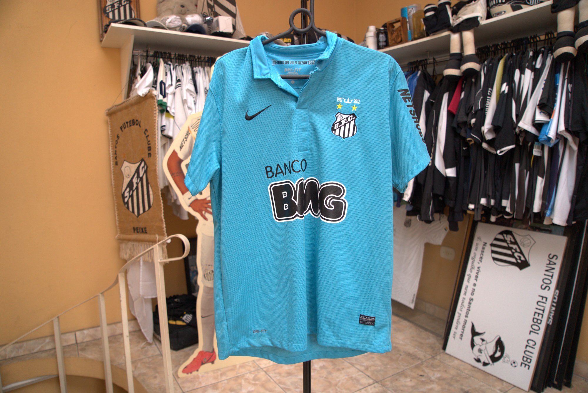 Camisa Santos FC Third Nike Azul Celeste — Gola Polo Banco BMG