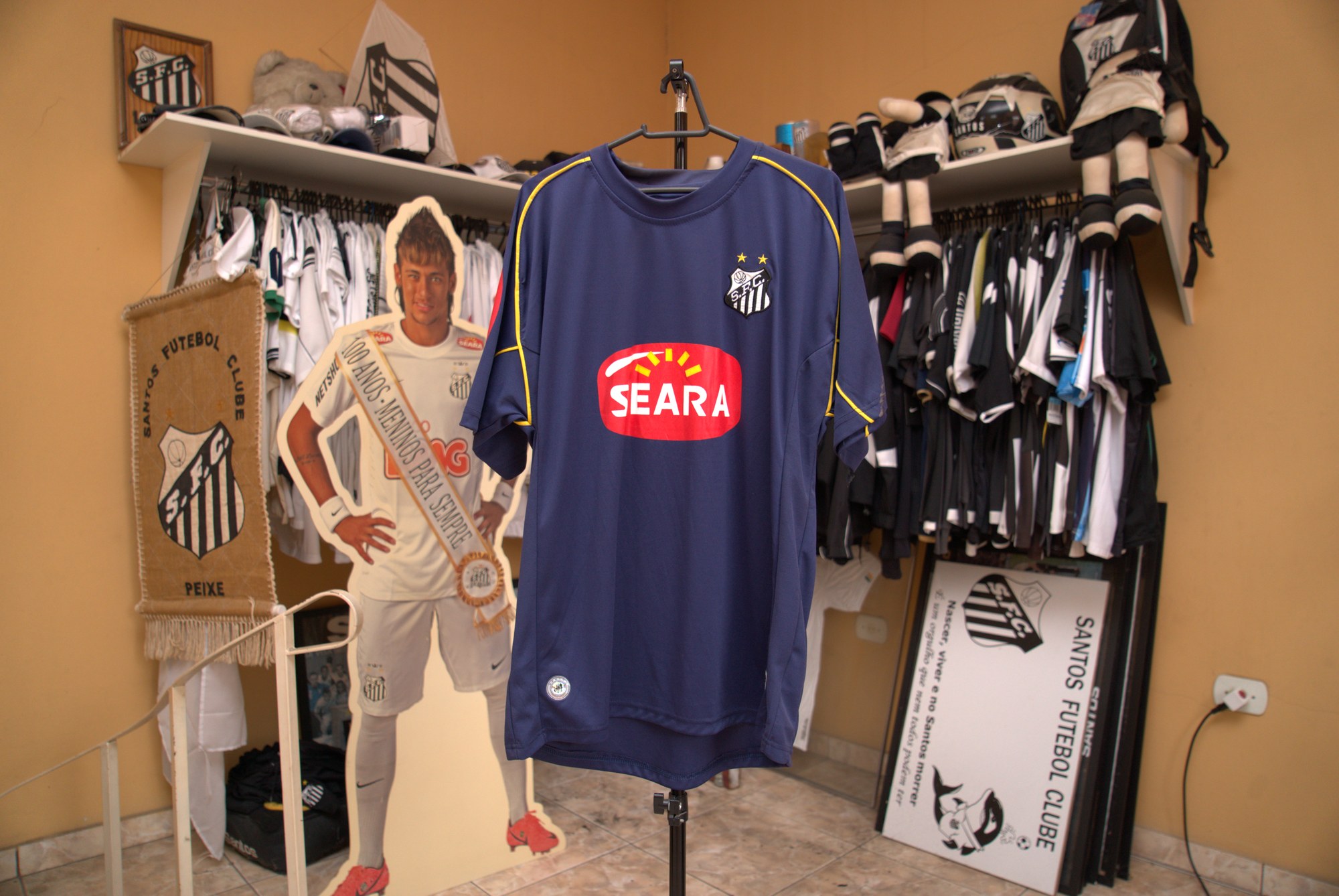Camisa Santos FC Away Azul Marinha — Patrocínio Seara (~2010-2011)