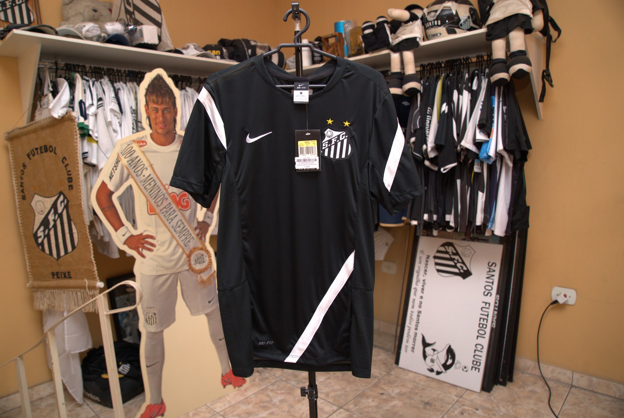 Camisa Treino Santos FC Nike Preta Dri-Fit — com Etiqueta