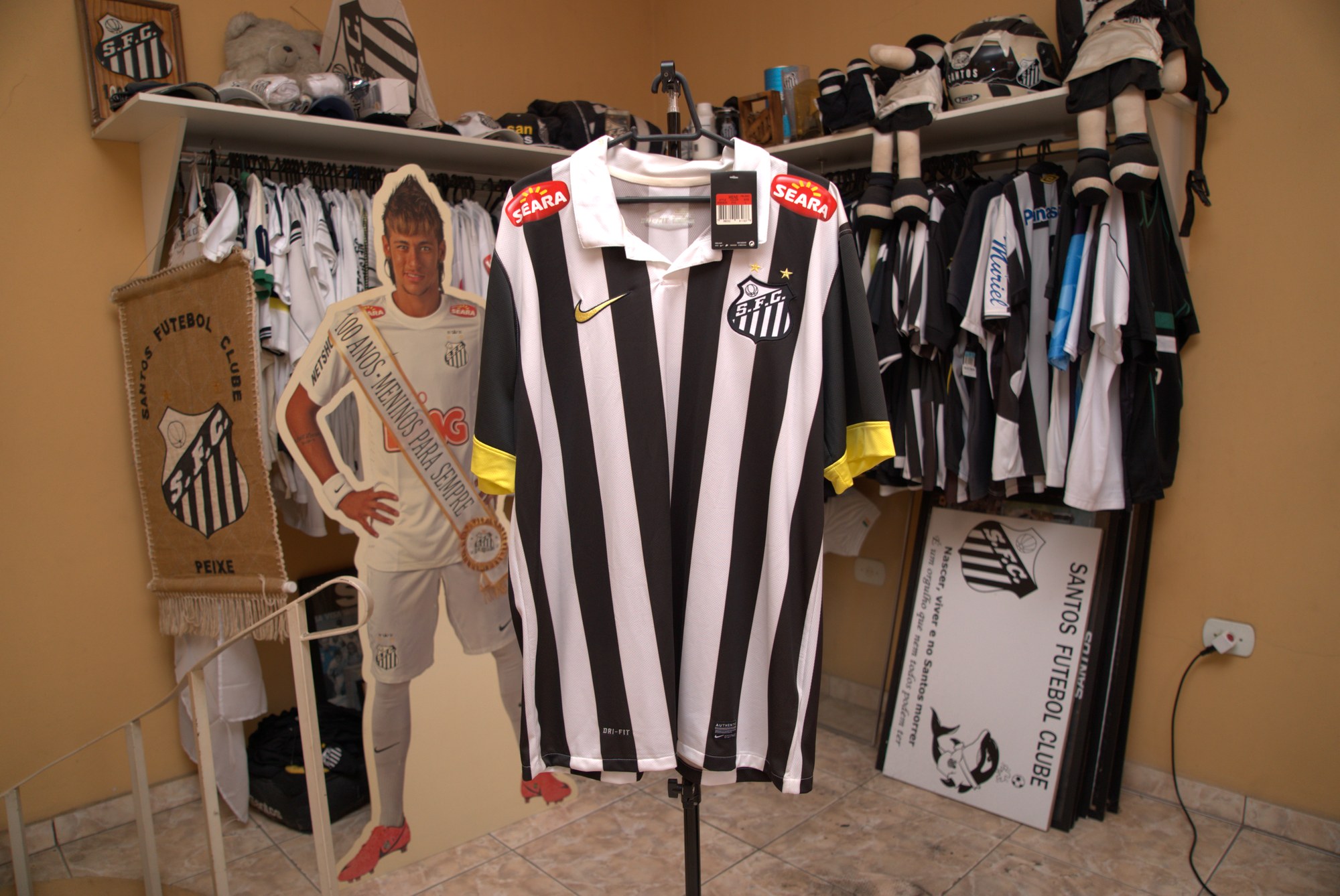 Camisa Santos FC Away Listrada Preta/Branca Nike — Seara 2011