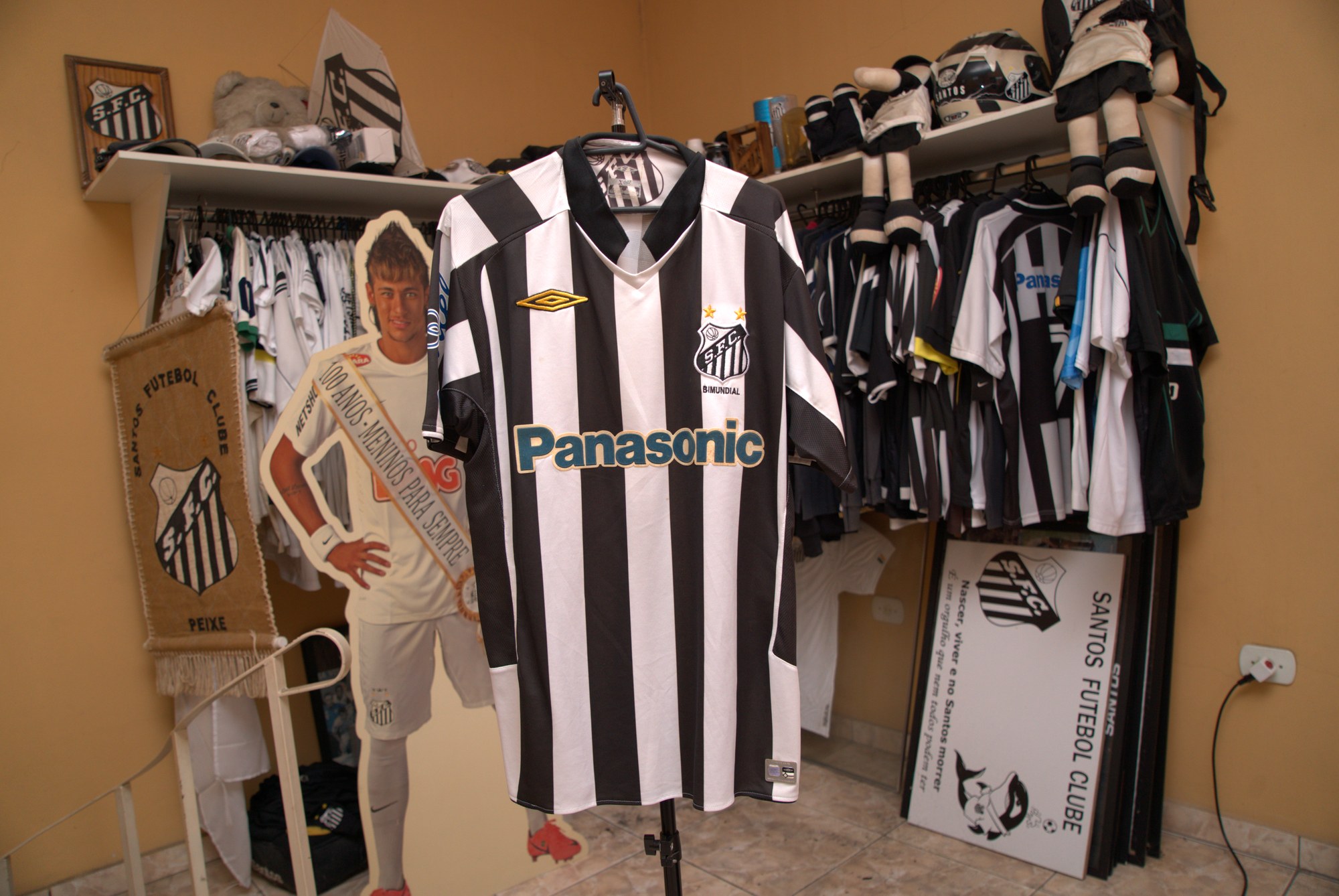 Camisa Santos FC Away Listrada Umbro Bi-Mundial — Panasonic (~1993-1997)